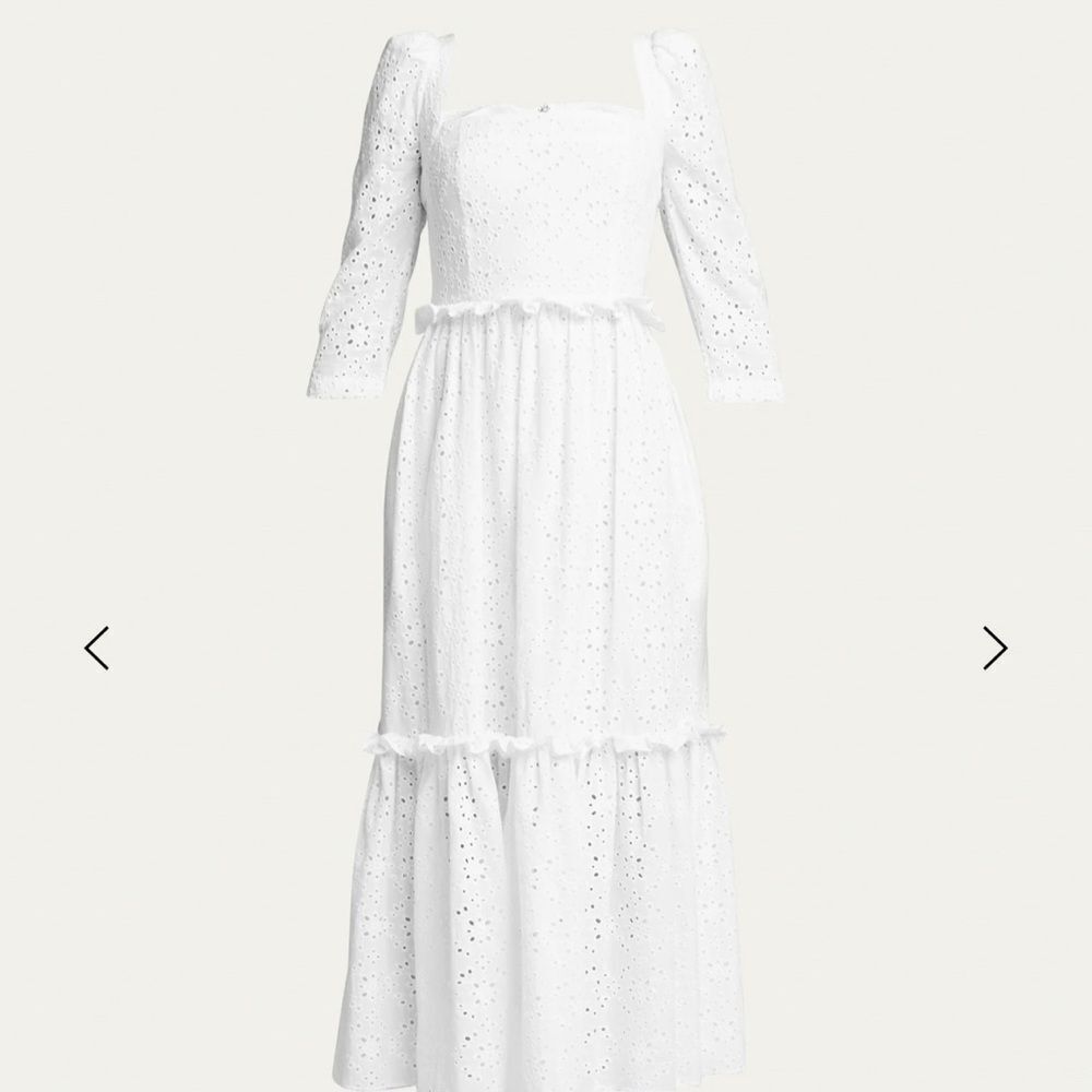 Bergdorf Goodman "Cara Cara" Blue Hill Embroidered Midi Dress Size 6